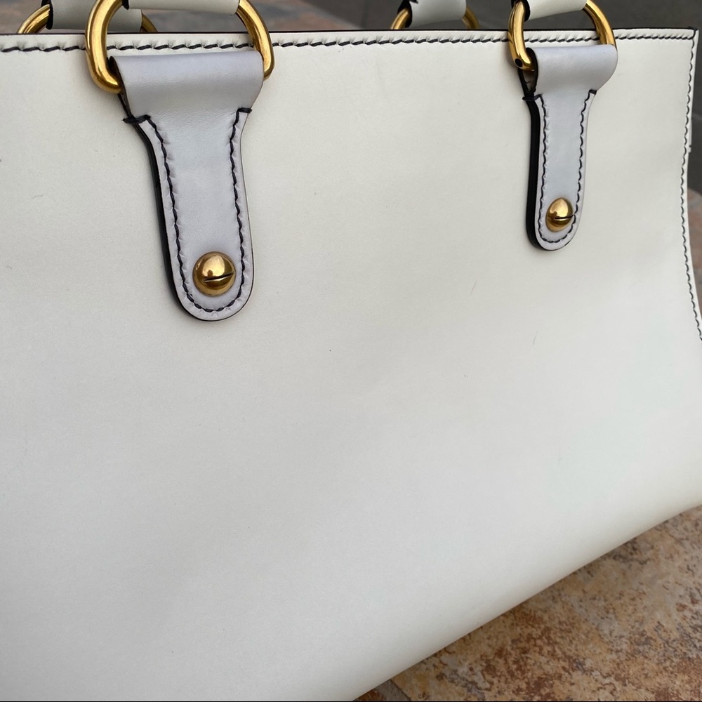 SOLD Christian Dior White Leather D-Bee Top Handle Bag - Picture 8 of 16